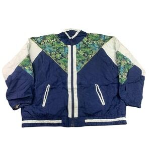 Vintage Bold Spirit Windbreaker Jacket Petite XL Floral Nylon 90s Colorblock